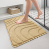 Lot de 2 Tapis de Bain Antidérapant microfibre motif ondulé 60x90cm beige - voonot.com