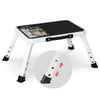 Marche pied pliable en acier portable 3 hauteurs reglables plateforme antiderapante 38x26cm blanc - voonot.com