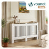Cache radiateur en MDF avec lattes et etagere 152×19×82 cm Blanc Chêne - voonot.com
