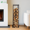 Range bûche vertical pour cheminée 33x33x112cm acier noir - voonot.com