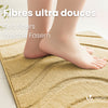 Lot de 2 Tapis de Bain Antidérapant microfibre motif ondulé 60x90cm beige - voonot.com