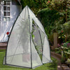 Serre de jardin hivernage dome avec bache PE 160x160x180cm Blanc - voonot.com