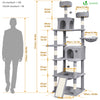 Arbre a chat Geant 6 niveaux avec griffoir grattoir 215 cm gris - voonot.com
