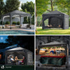 Tonnelle de jardin Arquee 3x3m Pliable avec porte et fenetre amovible gris - voonot.com