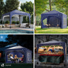 Tonnelle de jardin Arquee 3x3m Pliable avec porte et fenetre amovible bleu - voonot.com