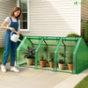 Mini Serre de jardin avec 3 portes enroulables bache PE renforcee 135g/m2 270x90x90cm Vert - voonot.com