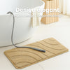 Lot de 2 Tapis de Bain Antidérapant microfibre motif ondulé 60x90cm beige - voonot.com
