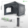 Tonnelle de jardin Arquee 3x3m Pliable avec porte et fenetre amovible gris - voonot.com