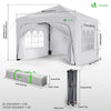 Tonnelle de jardin Arquee 3x3m Pliable avec porte et fenetre amovible blanc - voonot.com