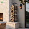 Range bûche vertical pour cheminée 33x33x112cm acier noir - voonot.com
