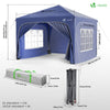 Tonnelle de jardin Arquee 3x3m Pliable avec porte et fenetre amovible bleu - voonot.com