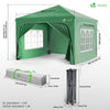 Tonnelle de jardin Arquee 3x3m Pliable avec porte et fenetre amovible vert - voonot.com