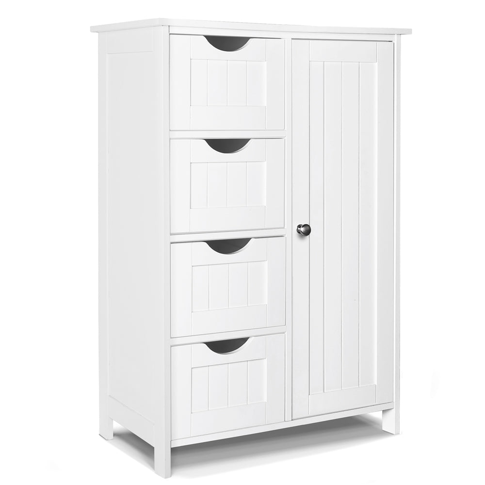 Meuble de salle de bain rangement 4 tiroirs 1 porte 82x55x30cm blanc - voonot.com