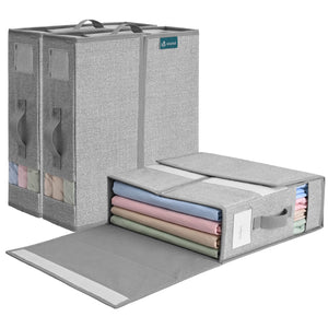 Lot de 3 Sacs de Rangement Drap de Lit Pliable 38,5x33x12cm Gris