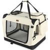 Sac transport pliable chien chat caisse cage portable 82x60x60cm beige - voonot.com
