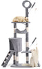 Arbre a chat 155cm multi niveaux Griffoir et niche Gris - voonot.com