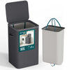 Panier a linge 1 compartiment et sac amovible auto ajustant avec couvercle 90L Anthracite - voonot.com