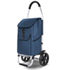 Chariot de course pliable aluminium 2 roues bleu marine - voonot.com