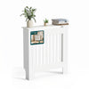 Cache radiateur en MDF avec lattes et etagere 78×19×82 cm Blanc - voonot.com