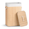 Panier a linge en bambou rectangulaire avec couvercle 72L - voonot.com