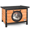 Maison pour Chat en bois avec toit bitumé et entrée en forme d'oreilles de chat - voonot.com