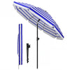 Parasol de jardin 2m avec ancrage sol et sac de transport Bleu blanc - voonot.com