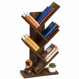 Bibliotheque Arbre etagere a Livres 30x16x60cm Marron Rustique - voonot.com