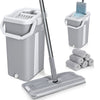 Balai microfibre et Seau Essoreur avec 6 serpillères Réutilisables Balai Plat Double compartiment gris - voonot.com