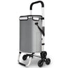 Chariot de courses pliable monte escalier aluminium avec sac isotherme gris - voonot.com