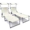 Transat pare soleil Textilene et range magazine Lot de 2 pcs Beige - voonot.com
