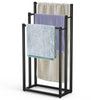 Porte serviettes sur pied autoportant 3 niveaux noir - voonot.com