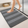 Lot de 2 Tapis de Bain Antidérapant chenille microfibre 60x90cm gris - voonot.com