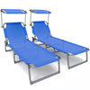 Transat pare soleil Textilene et range magazine Lot de 2 pcs Bleu - voonot.com