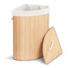 Panier a linge en bambou d’angle avec couvercle 58L - voonot.com