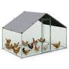 Enclos poulailler en metal galvanise et grillage avec bache PE 300x200x200cm - voonot.com