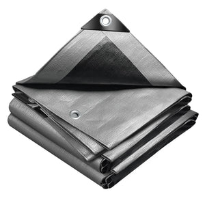 Bâche de Protection en Polyéthylène resistant et impermeable 240g/m² gris et noir 4x8m - voonot.com