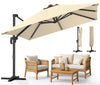 Parasol deporte inclinable Premium carre avec housse protection 3x3m Roma beige - voonot.com