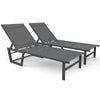 Lot de 2 Bain de soleil transat aluminium en textilene 190x62x31cm gris - voonot.com