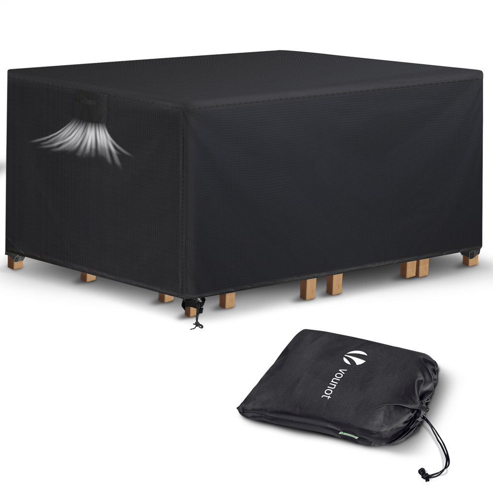 Housse salon de jardin bache de protection 420D 180x120x73cm noire - voonot.com