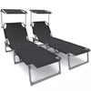 Transat pare soleil Textilene et range magazine Lot de 2 pcs Noir - voonot.com