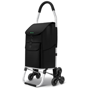 Chariot de courses pliable monte escalier aluminium noir - voonot.com