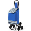 Chariot de courses pliable monte escalier bleu - voonot.com