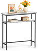 Console table 2 niveaux style industriel en metal et MDF 80x24x80 cm Blanc - voonot.com