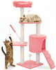 Arbre a chat 112cm multi niveaux Griffoir et niche Rose - voonot.com