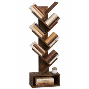 Bibliotheque Arbre etagere a Livres 38x19x113cm Marron Rustique - voonot.com