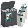 Panier a linge 3 compartiments et sacs amovibles auto ajustant avec couvercle 170L Anthracite - voonot.com