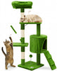Arbre a chat 112cm multi niveaux Griffoir et niche Vert - voonot.com