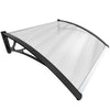 Auvent de porte marquise 100x80 cm transparent en Polycarbonate anti UV Noir - voonot.com