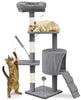Arbre a chat 112cm multi niveaux Griffoir et niche Gris - voonot.com