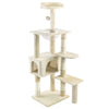 Arbre à Chat 138cm avec Griffoir Plateforme Niche et Capsule Spatiale beige - voonot.com